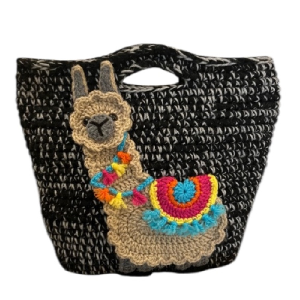 Llama Aplaca Knit Muti Color Embroidered Crossbody Tote Laptop Boho Bag Purse